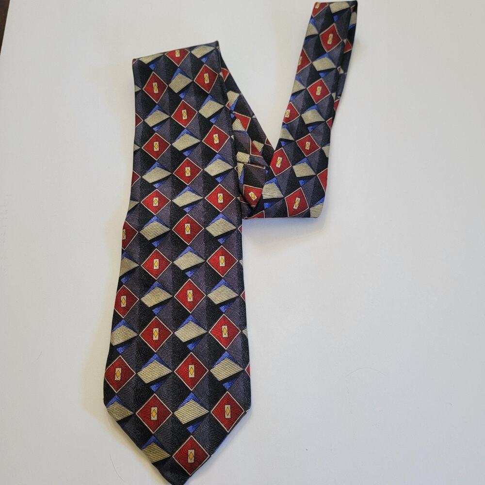 Handmade Silk Neck Tie Mens Multi-Color Geometric Robert Talbott Andover USA